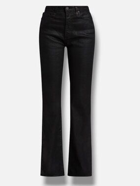 AG Jeans Women's Black Alexxis High-Rise Letherette Boot-Cut Jeans Size 31